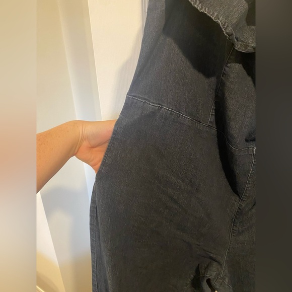 Ashley Stewart Plus Ruffle Off-Shoulder Sleeve Denim Jumpsuit Size 26 - Picture 4 of 11